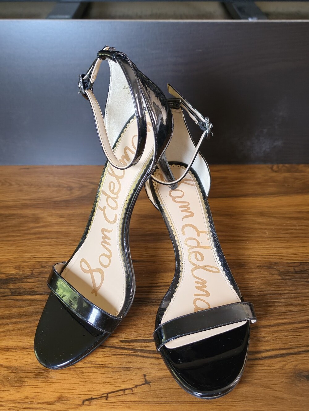 Sam Edelman Black Patent Ankle-Strap Women's Sandals Size 8.5M